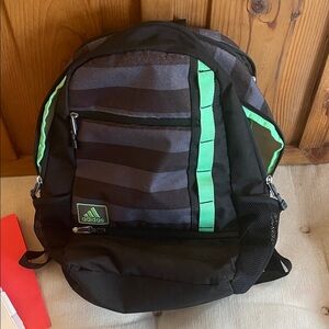 Adidas Striped Black and Green Backpack